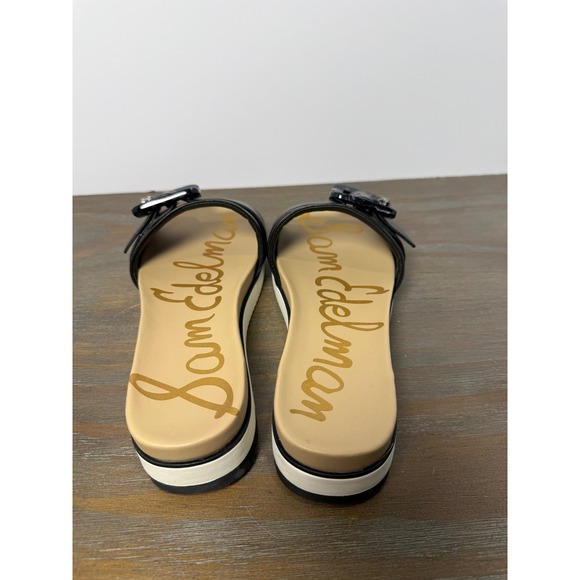 Sam Edelman Ariane Black Platform Slides Buckle Sandals 7.5 Leather - Picture 9 of 11